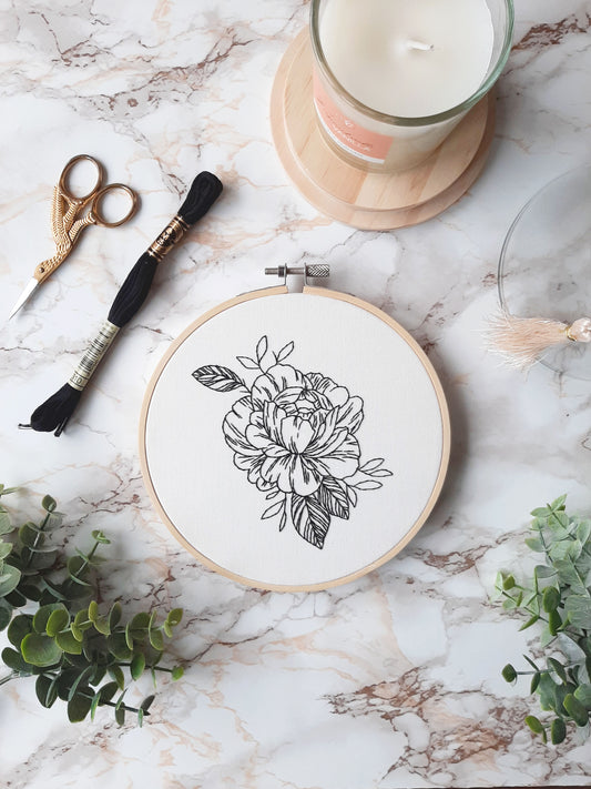 Borduurpakket - Pioenroos