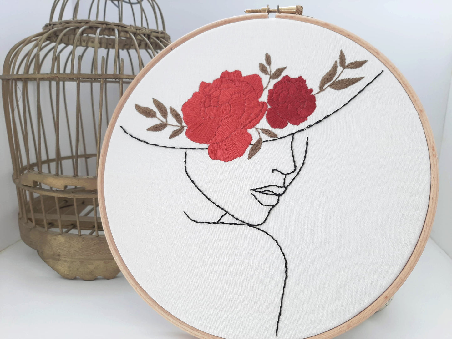 Borduurpakket - Vrouw met bloemen