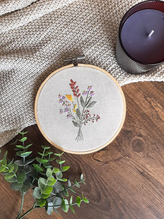 Borduurpakket - Veldbloemen paars