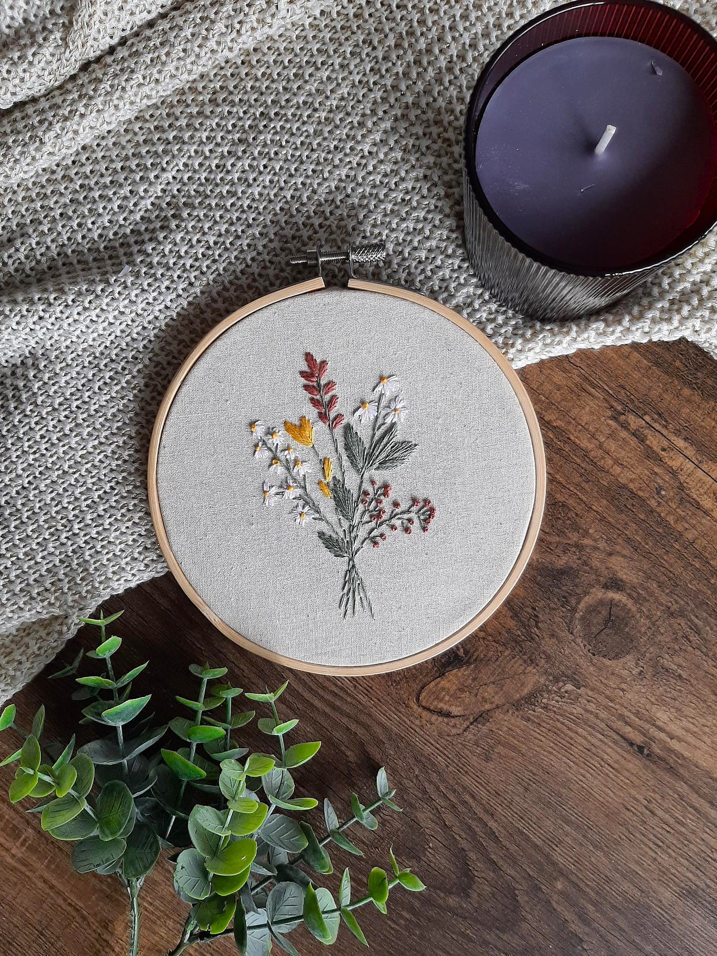 Borduurpakket - Veldbloemen wit